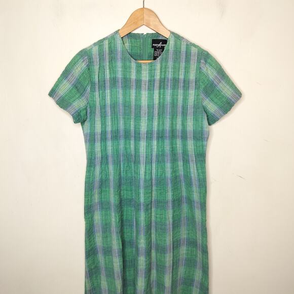 Vtg Positive Attitude Plaid Cotton Dress Modest Preppy - Picture 2 of 8